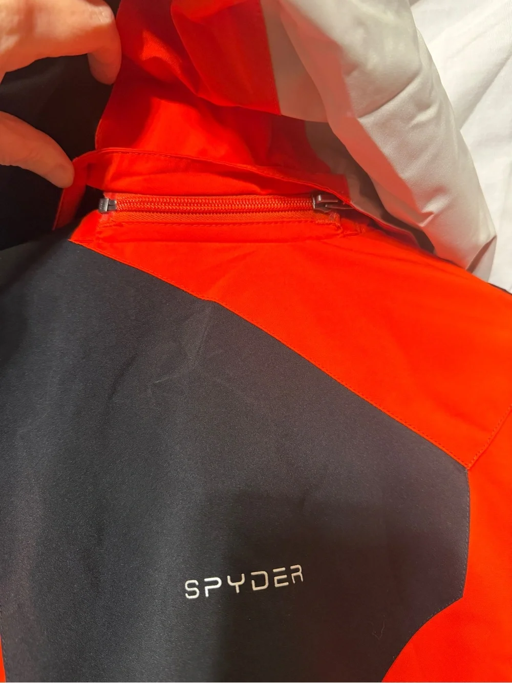 Spyder Kids Orange-Red Ski Jacket with Black & White Panels